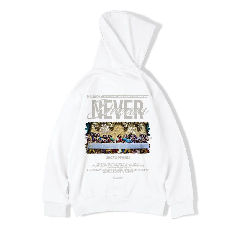 Autumn Jesus Oil Painting Graphic Print Hoodies Men Oversized Fleece Hoodie