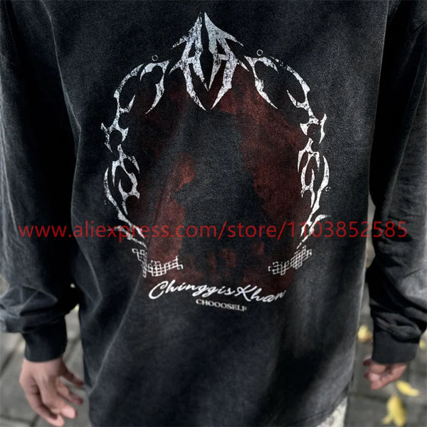 Y2k Oversized shirt – Autumn Vintage Long Sleeve T Shirt Heavy American West Coast