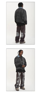 fashion loose streetwear denim pants unisex casual graffiti print wide legs jean pants hip hop trousers joggers mens baggy jeans unique joggers style 2894