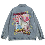 - oversized fit style casual fashion style funny-cat-graphic-denim-jacket-men-hip-hop-streetwear-oversized-harajuku-blue-jeans-jackets-y2k streetwear urban print hip wear graphic high premium unisex essential quality 8e8a8d design material hop image everyday streetwear design ID cbb51