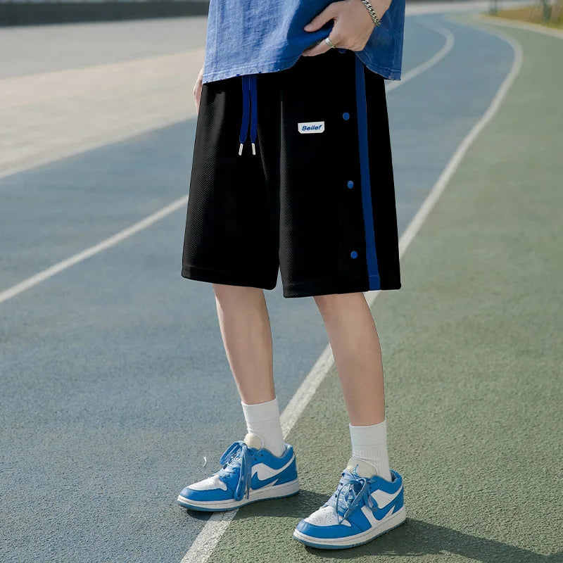 2023 summer new light luxury fashion casual beach pants men straight shorts loose pants boutique clothing simple style unique shorts style 4102