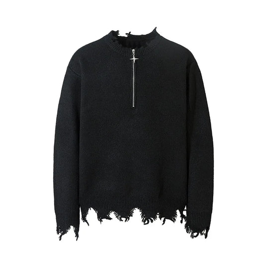 grunge fire sweater, streetwear drip, cozy knitwear for men, oversized grunge aesthetic winter top