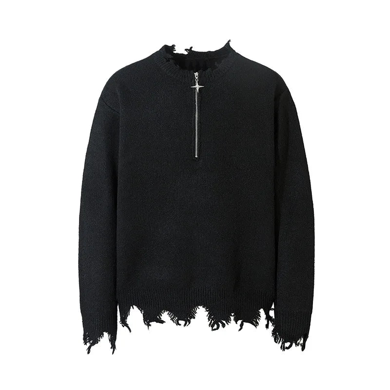 grunge fire sweater, streetwear drip, cozy knitwear for men, oversized grunge aesthetic winter top