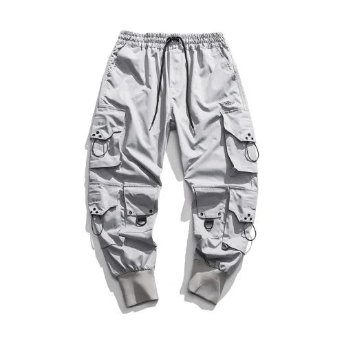 hip hop loose fit elastic waist cargo pants fashion side pocket ankle pants mens new casual drewstring sportwear pants joggers unique joggers style 3752