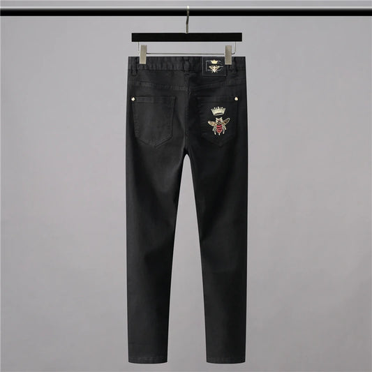 high new 2022 classical vintage morden luxurious embroidered bee crown jeans cotton denim pants comfort casual 28 38 n404 denim street jeans
