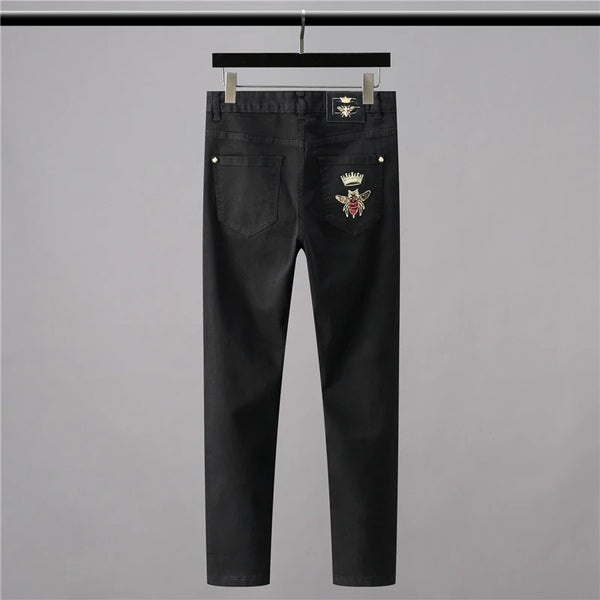high new 2022 classical vintage morden luxurious embroidered bee crown jeans cotton denim pants comfort casual 28 38 n404 denim street jeans