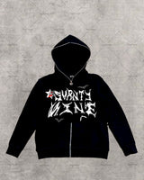 American Gothic Cartoon Letter Print Oversized Hoodie Womens Y2K Stree