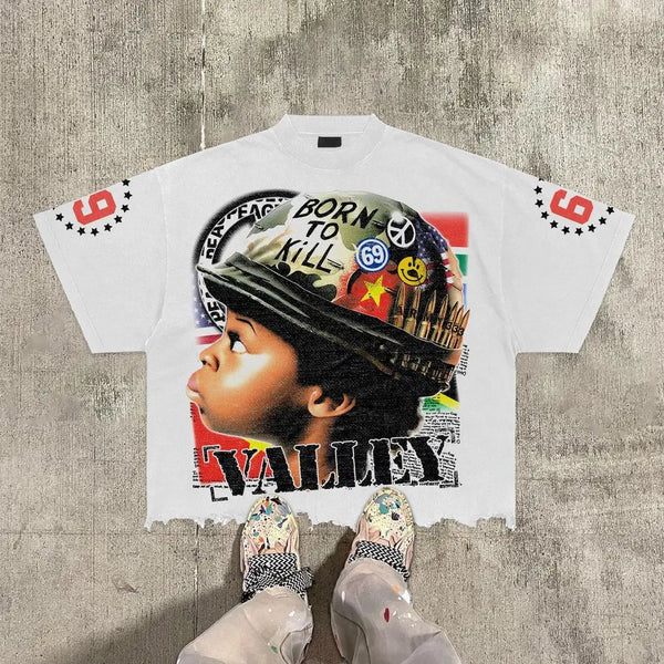 Harajuku Vintage print – Gothic Street Style Retro T Shirt Gothic Little Boy Harajuku