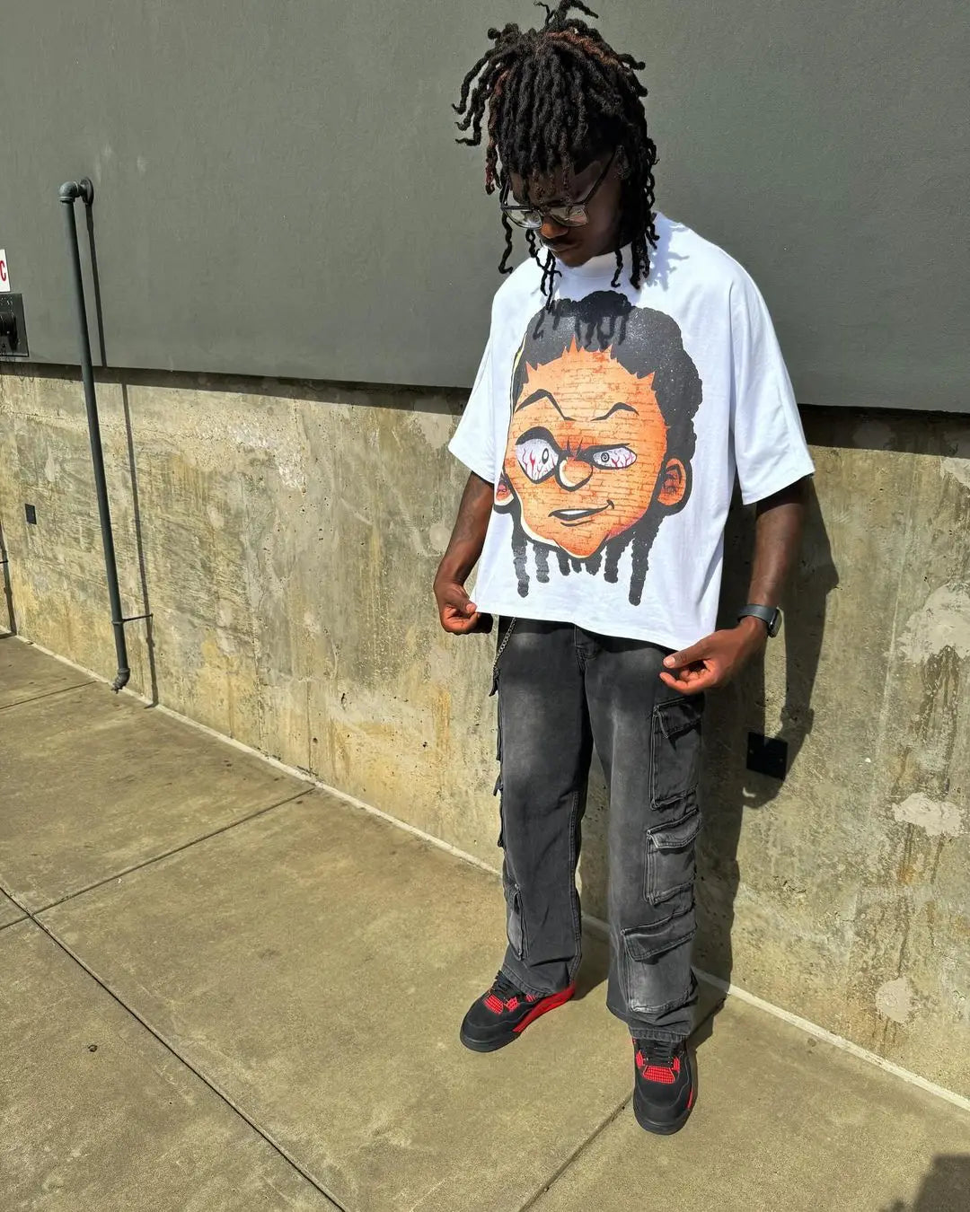 harajuku summer casual graphic t shirts men cartoon big head streetwear oversized y2k tops gothic clothes goth women clothing unique default style 5367