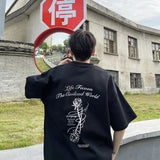 Y2k Angelcore design – Gothic Letter Rose Printed T Shirt Men Hip Hop Fashion Overs