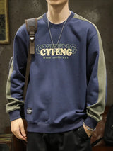 2025 Spring Letter Print New In Sweatshirt Mens Patchwork Long Sleeve