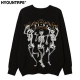 hip hop harajuku skeleton printed knitted sweater unisex pullover streetwear winter casual loose sweater warm jumpers knitwear - vintage look oversized hoodie, 2025 streetwear drop, urban fashion pullover