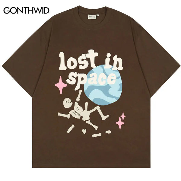 Glitchcore Fashion – Punk Tshirt Streetwear Hip Hop Skull Skeleton Letter – Modern Streetwear for Everyone