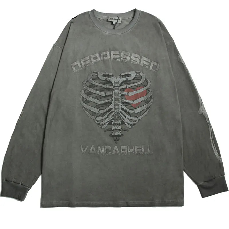 Skatercore Oversized shirt – Hip Hop Gothic Oversized T Shirts Streetwear Vintage Skull G