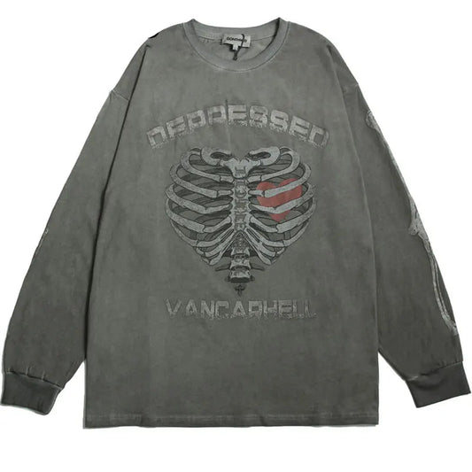 Skatercore Oversized shirt – Hip Hop Gothic Oversized T Shirts Streetwear Vintage Skull G