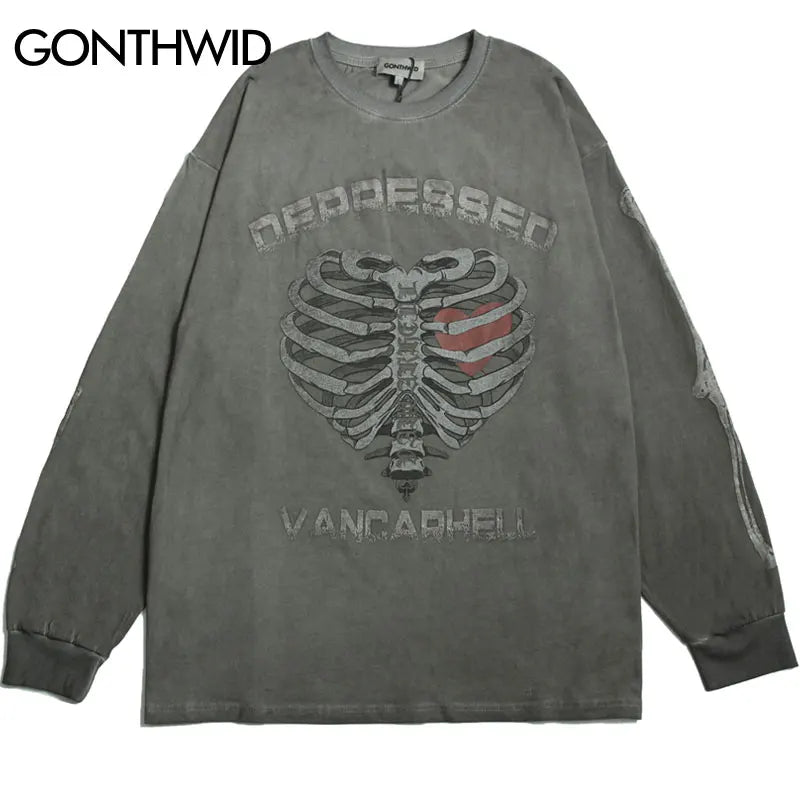 Skatercore Oversized shirt – Hip Hop Gothic Oversized T Shirts Streetwear Vintage Skull G