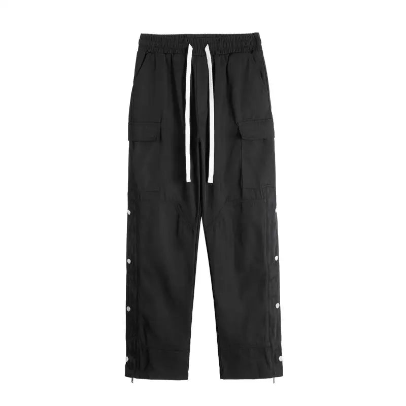fashion casual hip hop joggers side button trousers elastic waist drawstring track sweatpants new cargo streetwear mens pants unique joggers style 4755