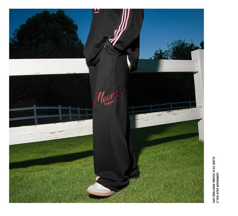 american fashion letter hip hop wide leg pants mens y2k streetwear baggy straight pantalones hombre new gym sports trousers unique default style 521