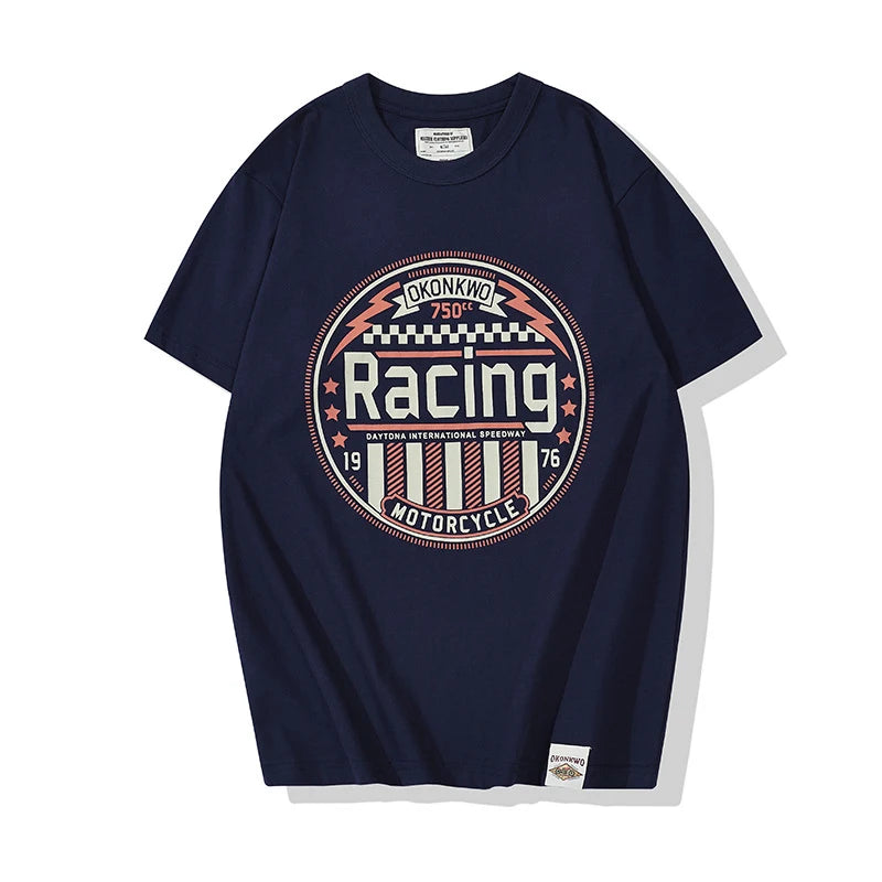 Skatercore Oversized shirt – Amekaji Vintage Mens T Shirt 2022 Spring Summer New Motorcyc