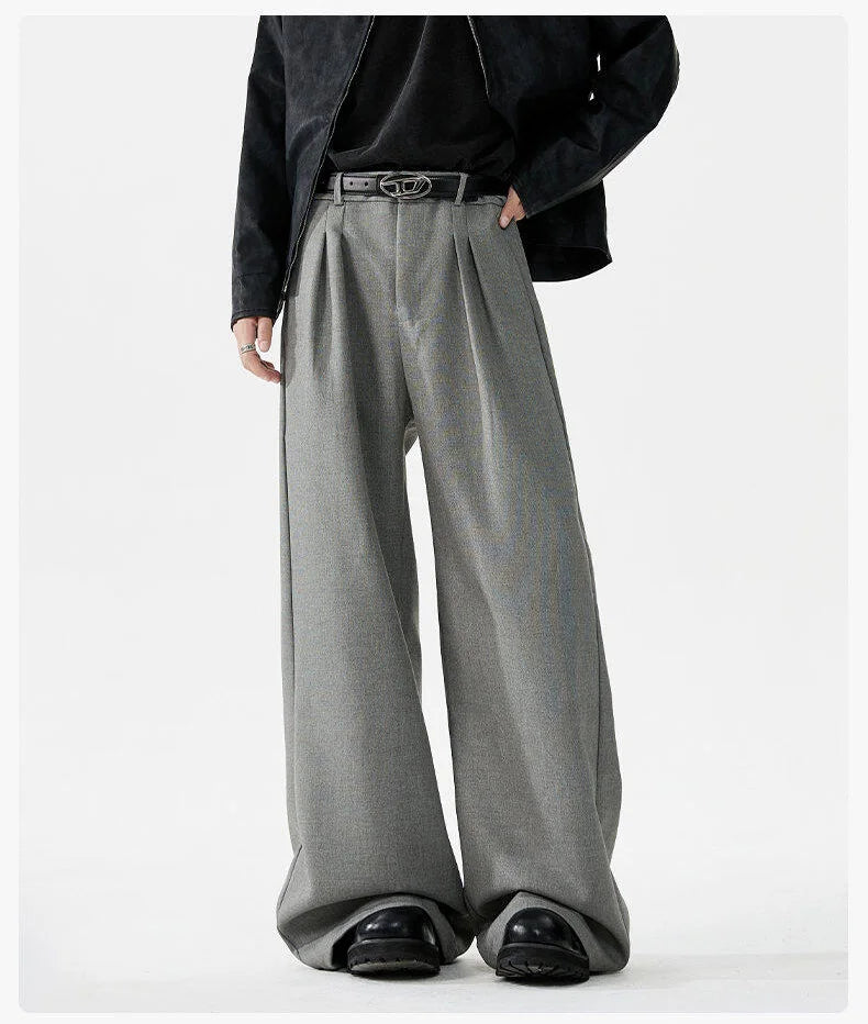 men loose casual korean streetwear fashion vintage straight wide leg suit pants trousers cityboy baggy pants unique default style 1719