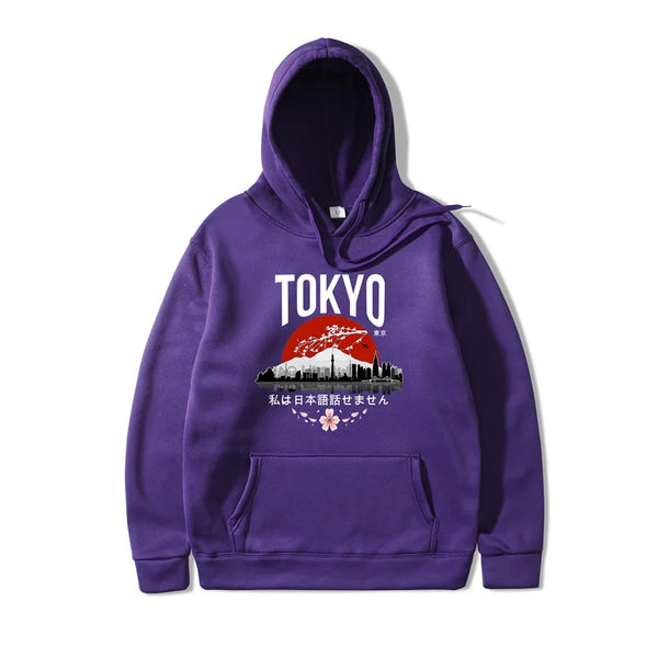 Japanese Tokyo Sakura Print Mens Hoodie Fashion Winter Autumn Mens Wom