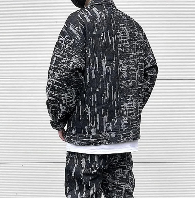 irregular scratched ripped holes denim jackets 2023 fashion turn down collar mens jean outerwear casual streetwear jeans nan  - variant style 27023b for streetwear fashion