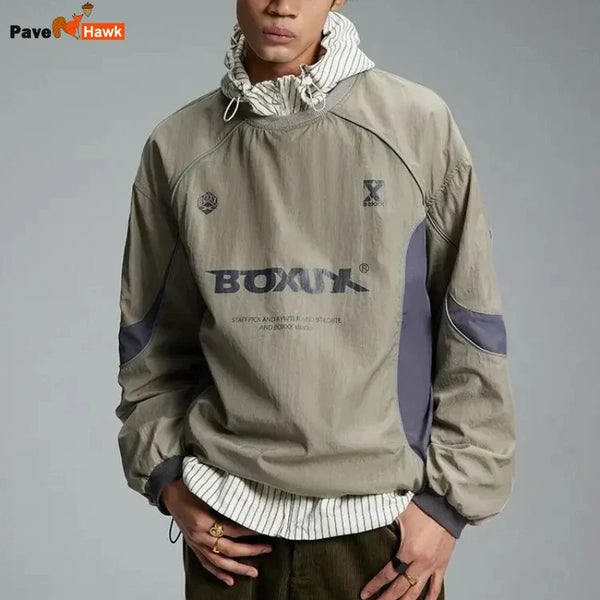American Men Women Sweatshirt Drawstring Spring High Street Functional