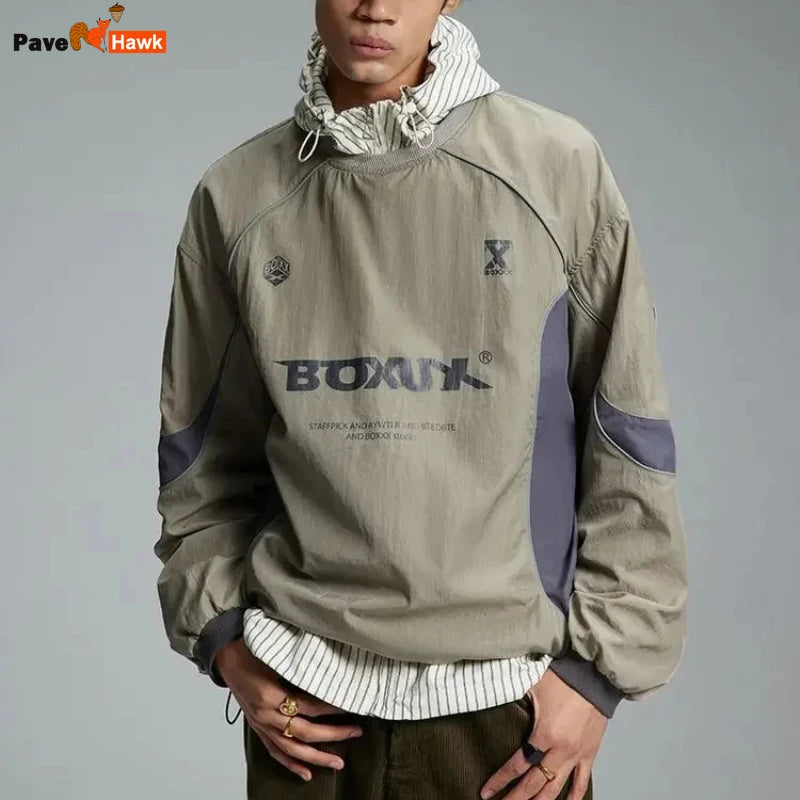 American Men Women Sweatshirt Drawstring Spring High Street Functional