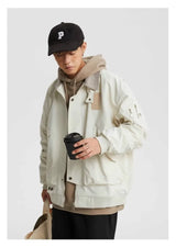 techwear zip bomber, urban fashion, for men, fall streetwear outfit, oversized style, layered fashion, modern aesthetic, graphic detail