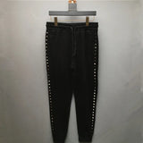 high new novelty luxury men 21 classic side metal rivets pockets comfortable cotton parkour sweat casual pants sweatpants d47 unique joggers style 4360