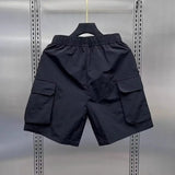 men shorts summer outdoor glossy cool feeling quick dry wide leg pants functional wind large pockets trendy men workwear shorts relaxed fit shorts