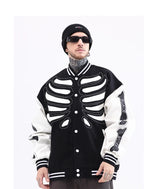 mens streetwear jacket bone skeleton baseball bomber retro coat hip hop harajuku loose oversized unisex nan fashion photo sty - variant style 794195 for streetwear fashion