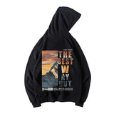 Retro Hip Hop Letter Graphic Printing Fleece Hoodies for Men High Street Loose Casual Hooded Sweatshirts Autumn Male Pullover