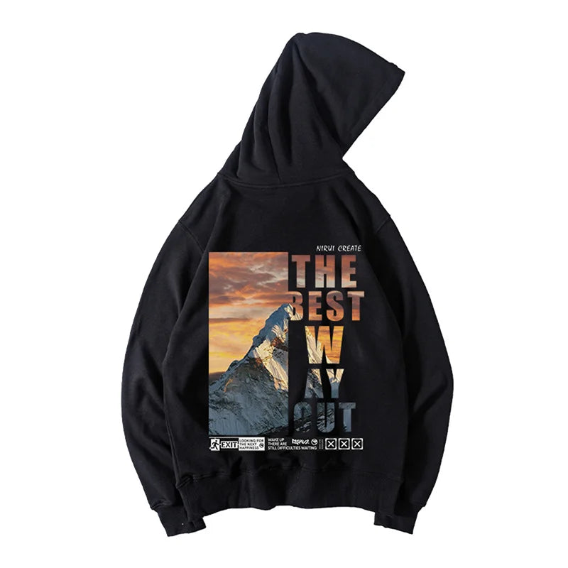 Retro Hip Hop Letter Graphic Printing Fleece Hoodies for Men High Street Loose Casual Hooded Sweatshirts Autumn Male Pullover