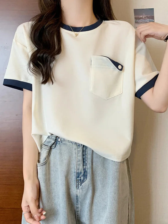 Harajuku Melting smiley – Summer New Fashion Versatile Niche Design Contrasting Color