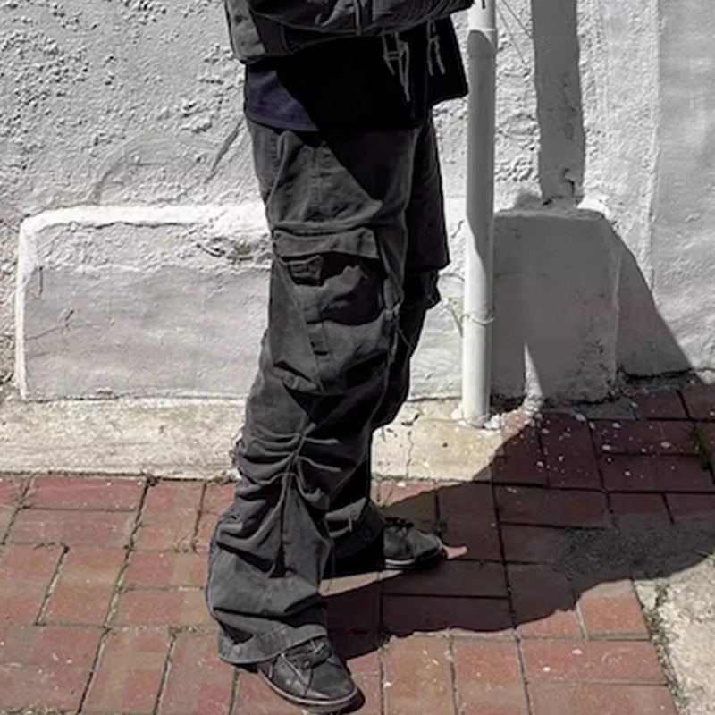 hi street black jeans side pockets patchwork cargo denim pants men streetwear hip hop baggy jeans trousers loose straight jeans unique cargo style 1859
