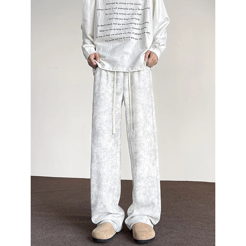 harajuku streetwear tie dye casual pants men women wide leg straight mopping trousers oversize korean fashion drawstring pants unique default style 1293