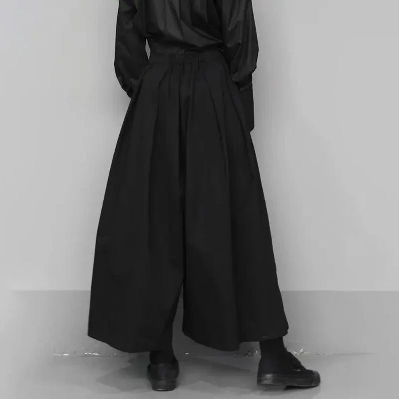 dark gothic style loose casual 7 point hakama pants wide leg pants 2024 new genderless large size design samurai pants unisex unique default style 3370