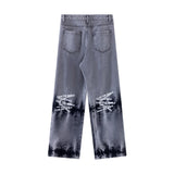 2024 Streetwear Blue Jeans Letter Printing Vintage Retro Denim Trousers Harajuku Jogger Denim Jeans Hipster