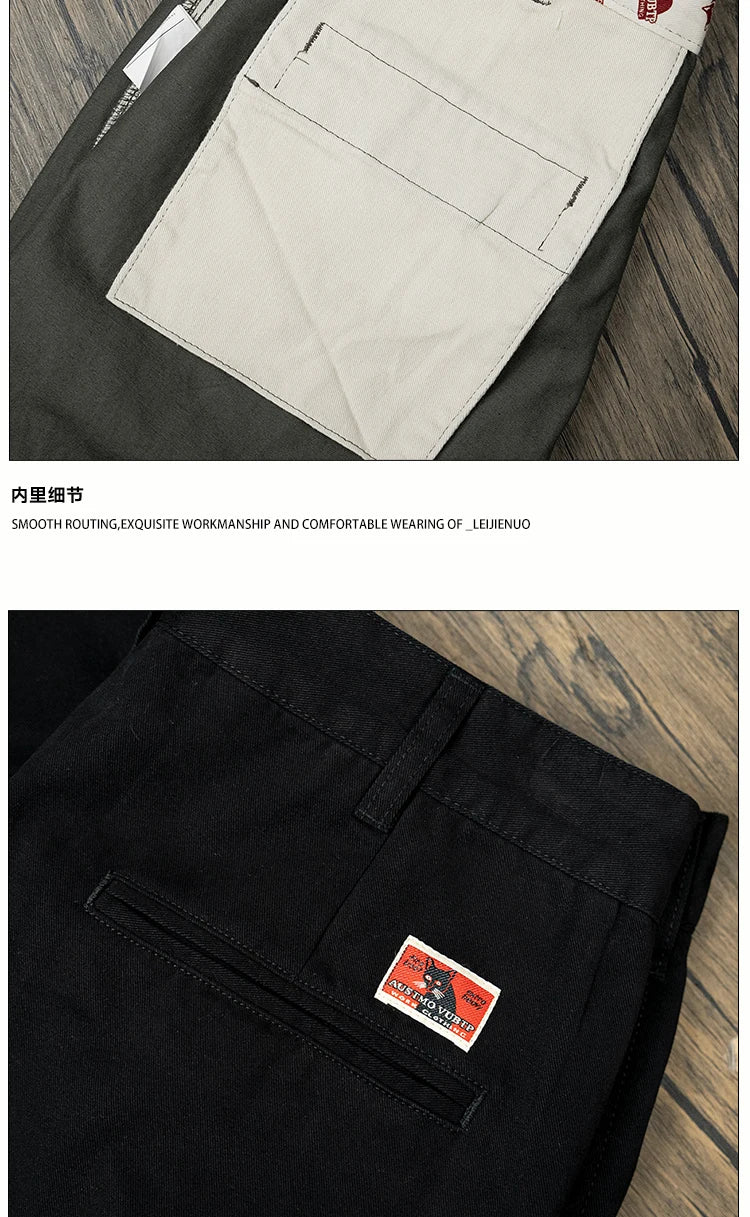 men business casual fashion pure cotton commute pants japanese streetwear amikaji fashion straight cargo pant trouser unique cargo style 2027