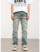retro striped washed denim jeans flare pants unisex hip hop fashion streetwear harajuku loose straight y2k mens jeans joggers unique joggers style 4384