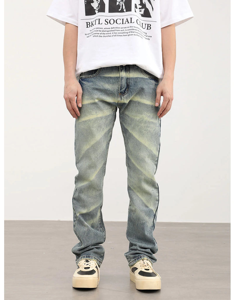 retro striped washed denim jeans flare pants unisex hip hop fashion streetwear harajuku loose straight y2k mens jeans joggers unique joggers style 4384