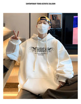 Y2K Vintage Rose Graphic Print Hoodies For Men Goth Fashion Streetwear Clothes Casual Fleece Hip Hop Loose Pullover Sweatshirts