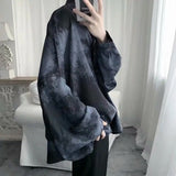 Tie dye loose shirt men long sleeved early autumn Korean version student ins men shirt dark abstinence inch shirt men shirts y2k