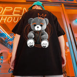Anime Oversized shirt – American Street Bear Printed Men T Shirt Summer Crewneck