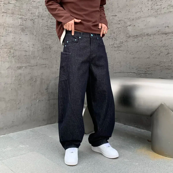 men denim streetwear fashion brand hip hop loose casual wide leg cargo harem jeans pant cityboy y2k baggy jeans trousers military streetwear pants