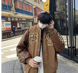 retro baseball bomber, daily drip outerwear, casual outfit