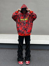 sadcore melting smiley featuring mens harajuku fire printed hoodies unisex hip hop y2k full zipper sweatshirt streetwear casual hooded warm loose tops hoodies