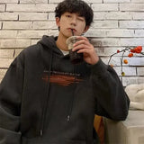 New Hip Hop Graphic Pullover Hoodies For Men Cotton Fleece Vintage Hoo