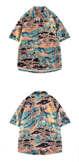 Men's Fashion Shirt Short Sleeve Printed Summer Shirts Turn-down Collar Beach Shirts Casual Tee Shirt Couple Tops